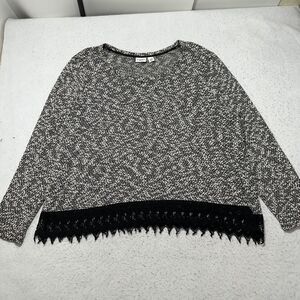 CATO Women's Plus Size 18/20W Lightweight Crewneck Sweater Lace Trim Pullover